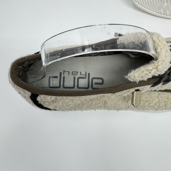 Hey Dude Karina Sherpa Slip On Shoes 8 Beige Marshmallow Leopard Lightweight - Picture 10 of 14